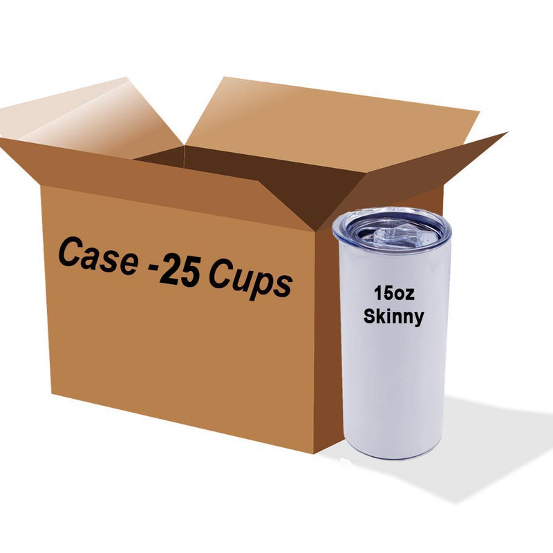 Bulk Case (25 Units): 15oz Skinny Sublimation Tumblers