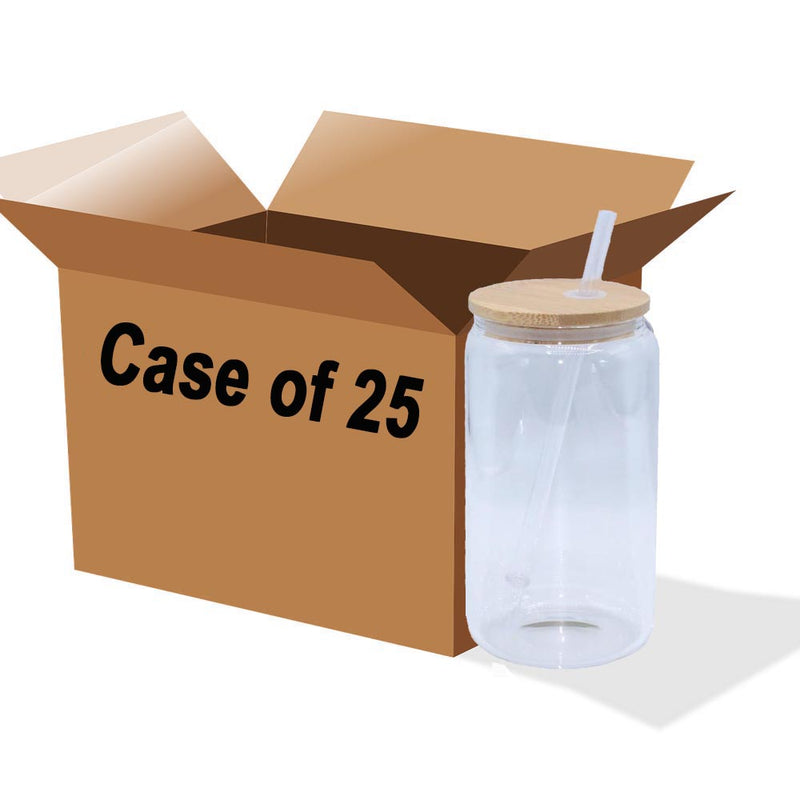 Bulk Case (25 Units):  16oz Sublimation Clear Glass