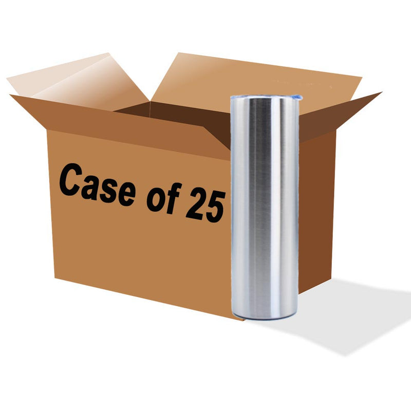 Bulk Case (25 Units): 20oz Skinny Tumblers - Silver
