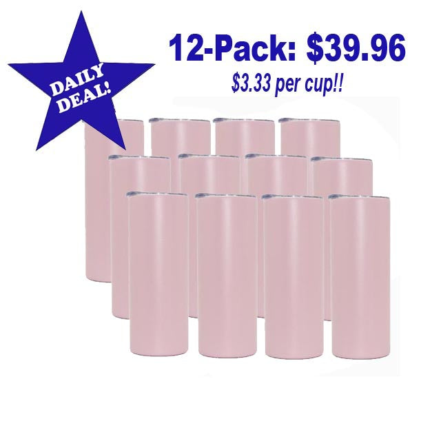 20oz Skinny Powder Coated - Pink 12-Pack Deal