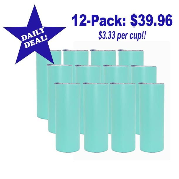 20oz Skinny Powder Coated - Teal 12-Pack Deal