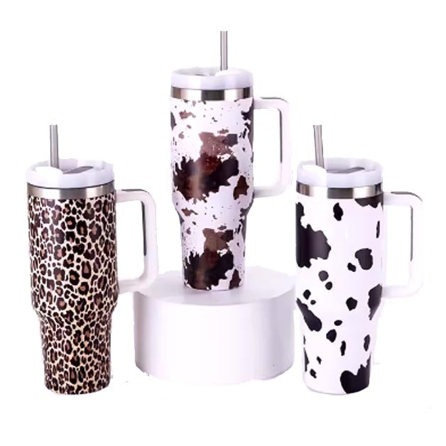 Bulk Case (16 Units): 40oz Tumblers - Cow and Leopard Pattern