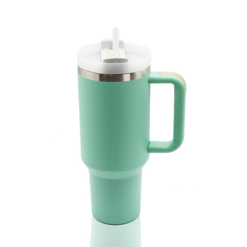 40oz Tumbler with Handle - Teal Powder Coated