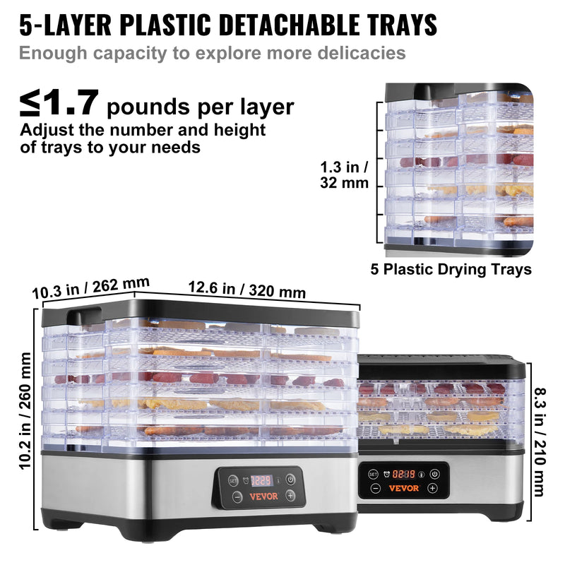 5 Tray Stainless Steel Food Dehydrator