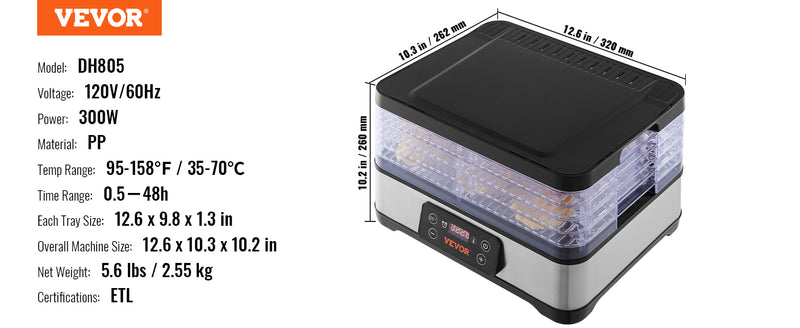 5 Tray Stainless Steel Food Dehydrator
