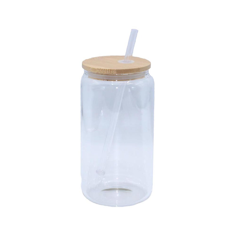 16oz Sublimatable Clear Glass Can Tumbler W/ Lid & Straw – The Stainless  Depot