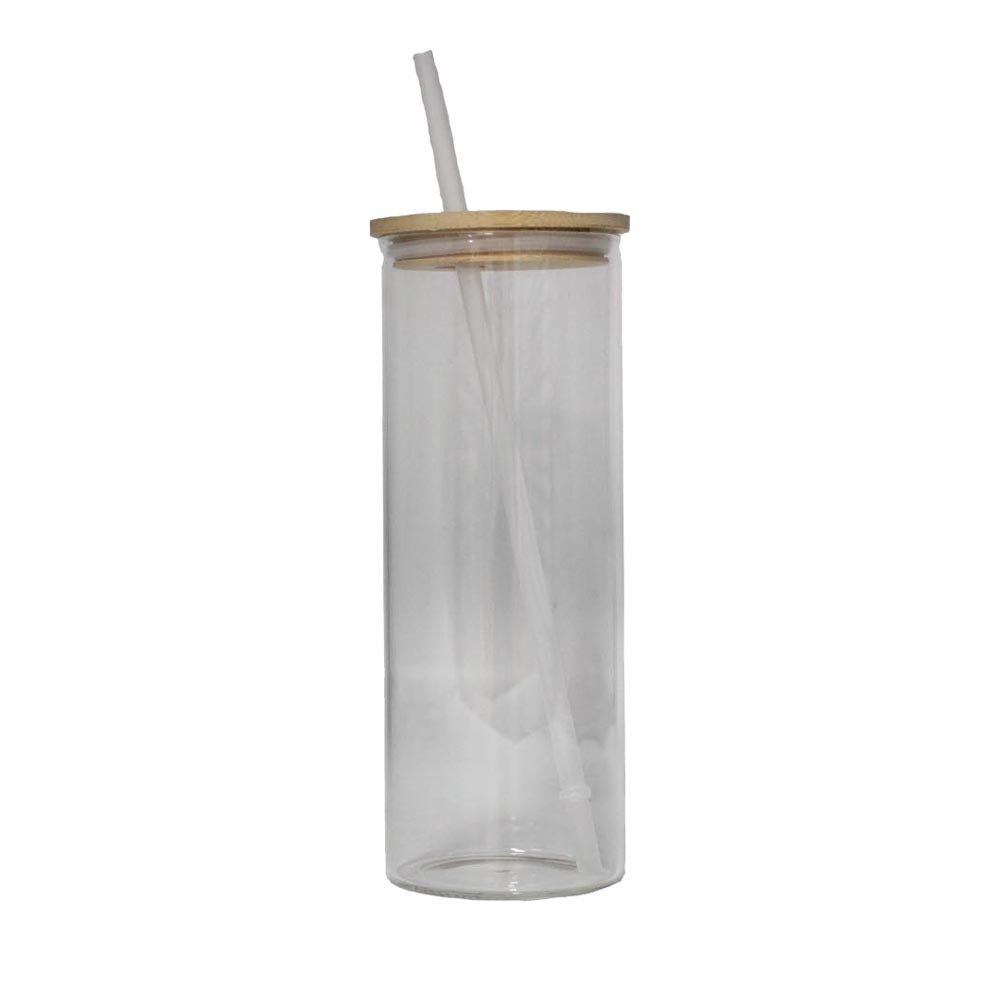 12oz Sublimatable Clear Glass Can Tumbler W/ Lid & Straw – The