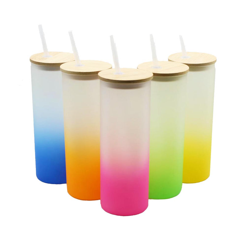 25oz Skinny FROSTED COLORED GLASS Sublimation Tumblers