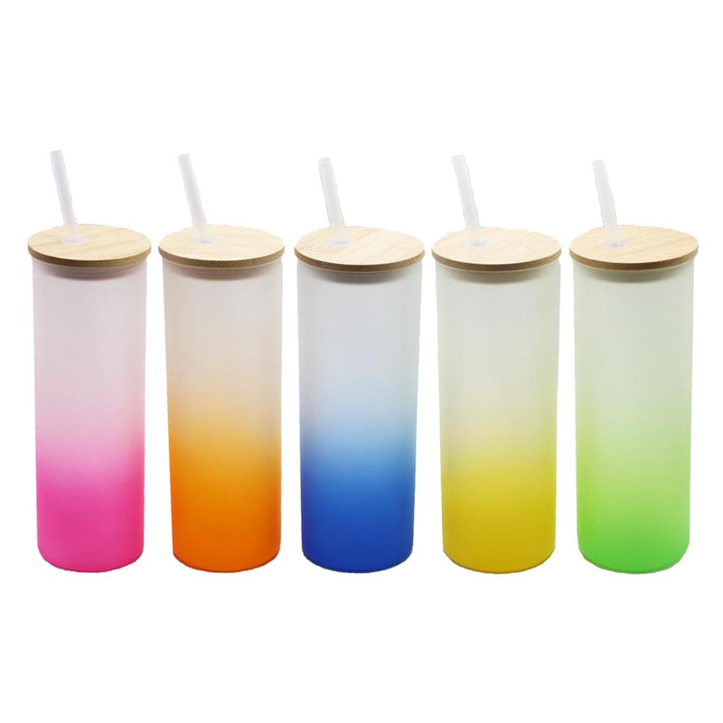 *Clearance* 25oz Skinny FROSTED COLORED GLASS Sublimation Tumblers