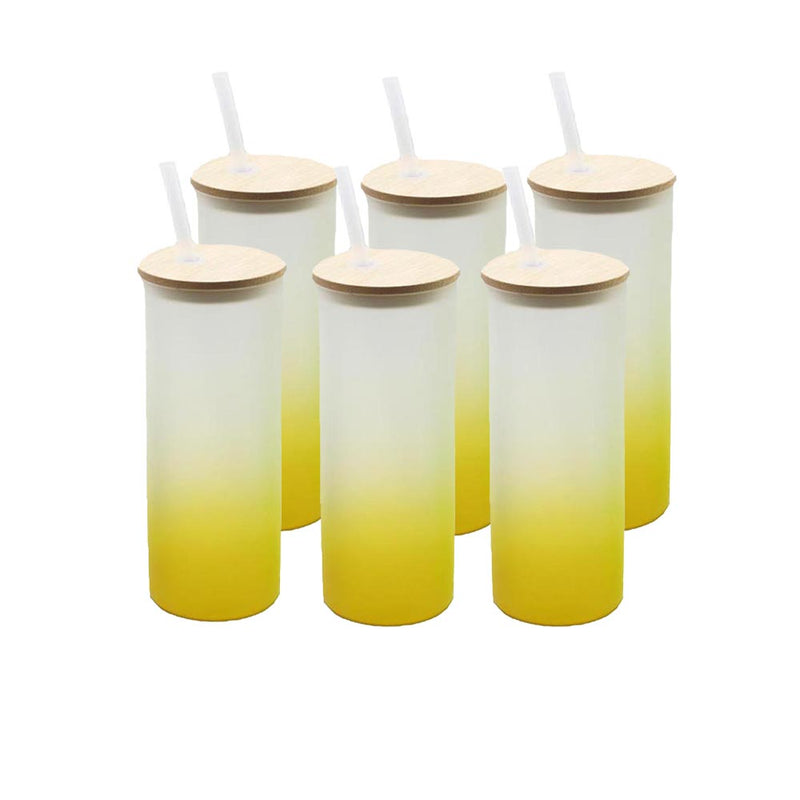 25oz Skinny Frosted Glass Sublimation Tumblers - YELLOW 6-Pack – The  Tumbler Supply Store