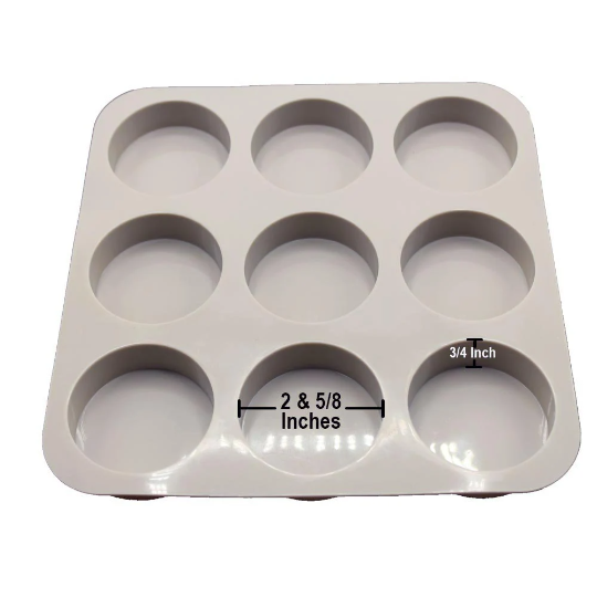 9 Cavity Silicone Soap/Baking Mold - Round