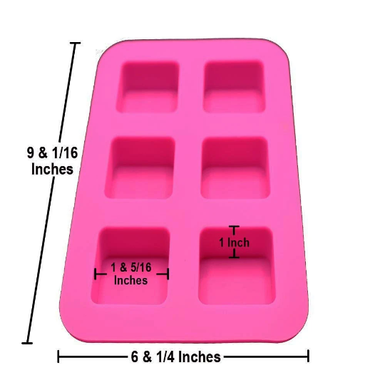 6 Cavity Silicone Soap/Baking Mold - Squares