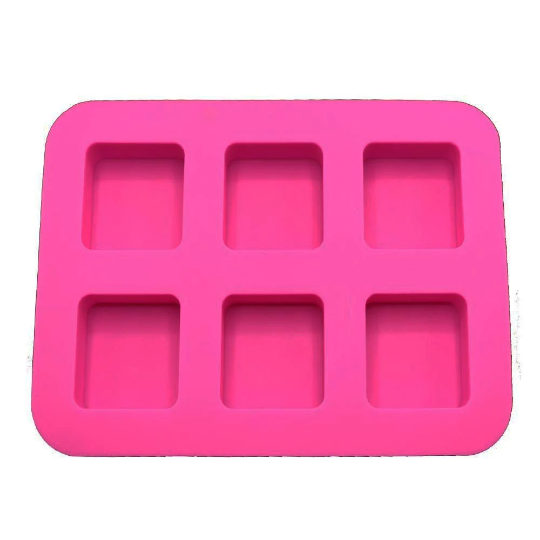 Pink Rectangular 6-Cavity Silicone Soap Mold